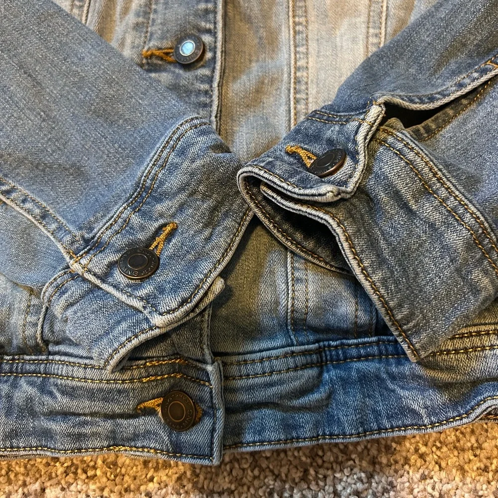 MNG Mango Jean Jacket Size L Two Tone Button Closures - Picture 4 of 7
